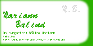 mariann balind business card